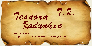 Teodora Radunkić vizit kartica